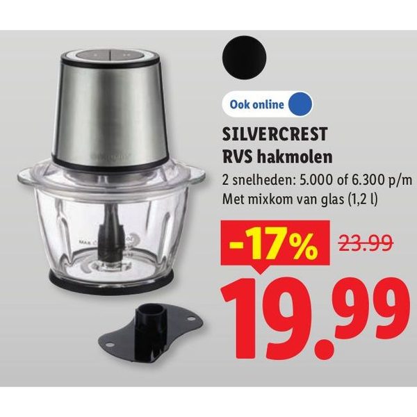 Silvercrest RVS hakmolen