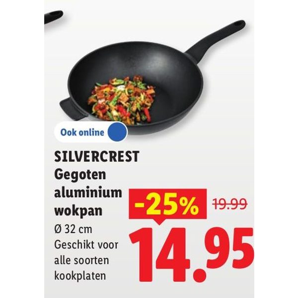 Silvercrest Gegoten aluminium wokpan
