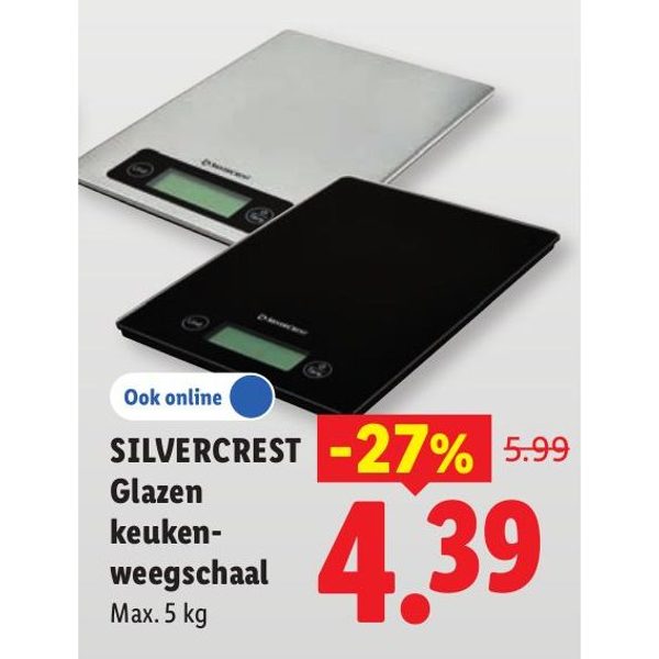 Silvercrest Glazen keukenweegschaal
