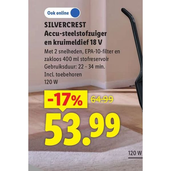 SILVERCREST Accu-steelstofzuiger en kruimeldief 18 V