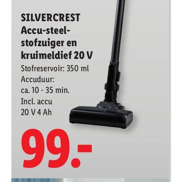SILVERCREST Accu-steel-stofzuiger en kruimeldief 20 V