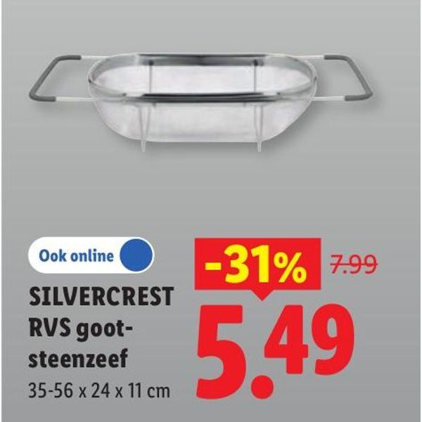 SILVERCREST RVS gootsteenzeef
