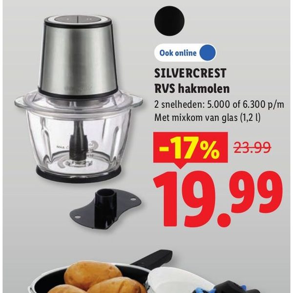 Silvercrest RVS hakmolen