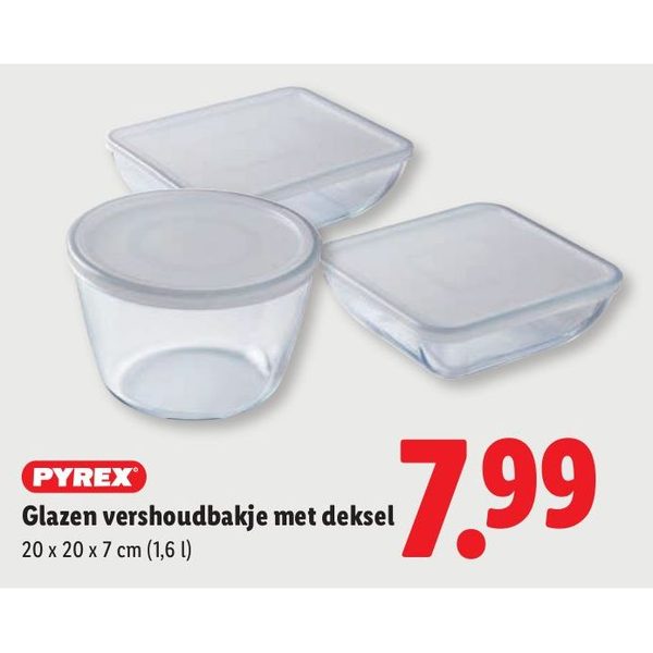 Glazen vershoudbakje met deksel