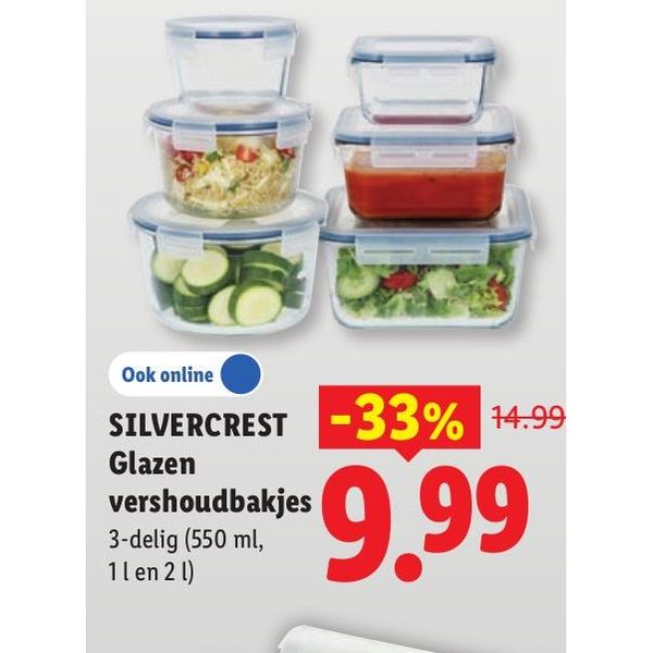 SILVERCREST Glazen vershoudbakjes