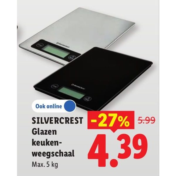 SILVERCREST Glazen keukenweegschaal