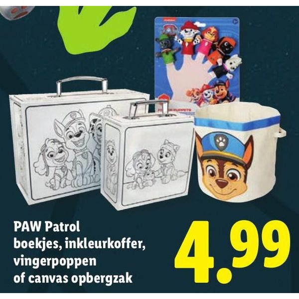 PAW Patrol boeken, inkleurkoffer, vingerpoppen, of canvas opbergzak