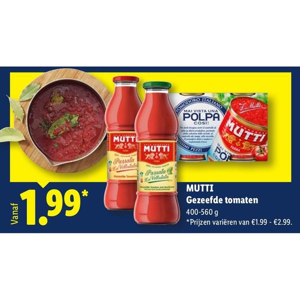 Gezeefde tomaten / Passata / Polpa