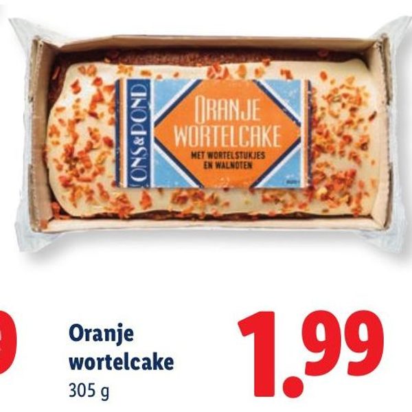 Oranje wortelcake