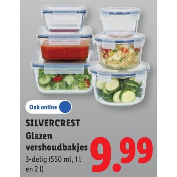 SILVERCREST Glazen vershoudbakjes