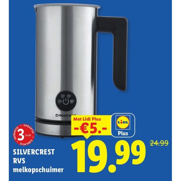 Silvercrest RVS melkopschuimer