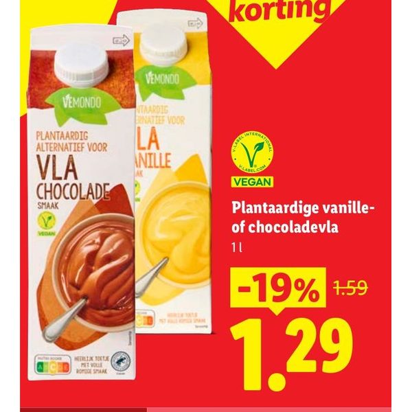 Plantaardige vanille- of chocoladevla