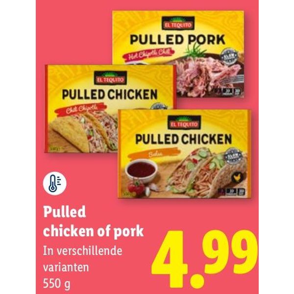 Pulled chicken of pork
