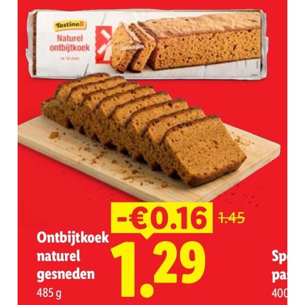 Ontbijtkoek naturel gesneden