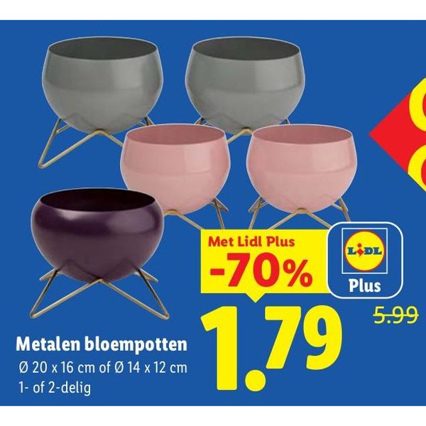Metalen bloempotten