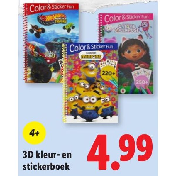 3D kleur- en stickerboek