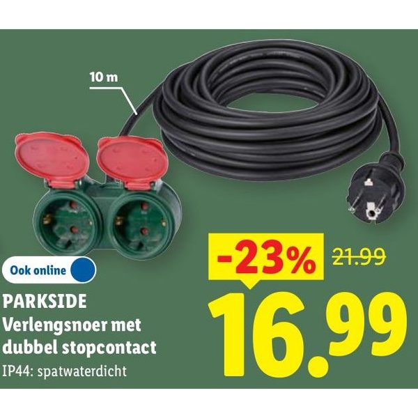 Verlengsnoer met dubbel stopcontact