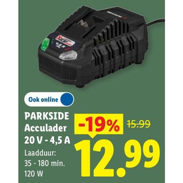 Parkside Acculader 20 V - 4,5 A
