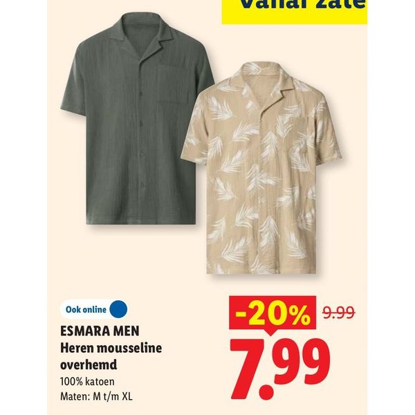 ESMARA MEN Heren mousseline overhemd