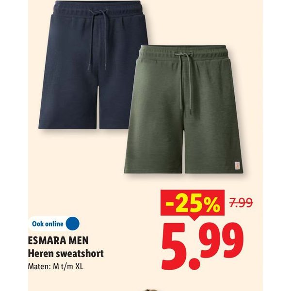 ESMARA MEN Heren sweatshort