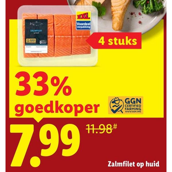 Zalmfilet op huid