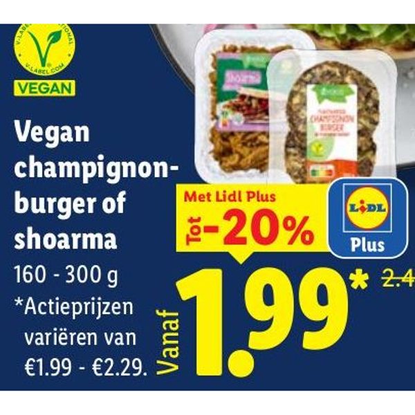 Vegan champignonburger of shoarma