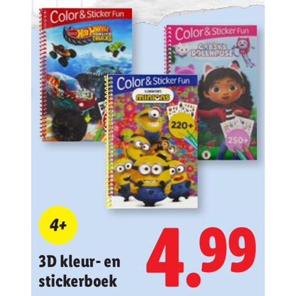 3D kleur- en stickerboek