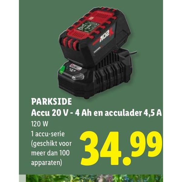 Parkside Accu 20 V - 4 Ah en acculader 4,5 A