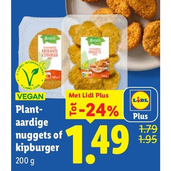 Plant-aardige nuggets of kipburger