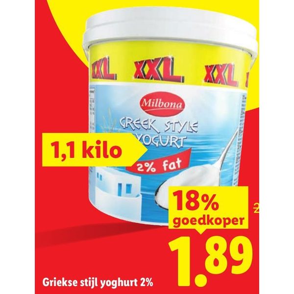 Griekse stijl yoghurt 2%