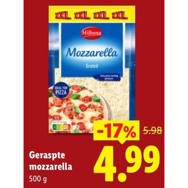 Geraspte mozzarella