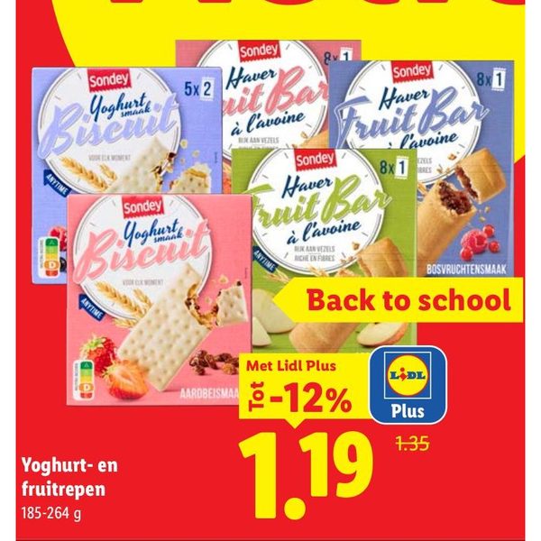 Yoghurt- en fruitrepen