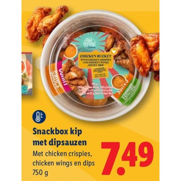 Snackbox kip met dipsauzen