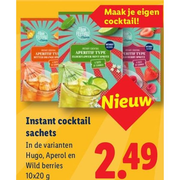 Instant cocktail sachets