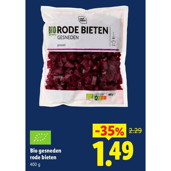 Bio gesneden rode bieten