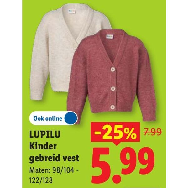 Lupilu kinder gebreid vest