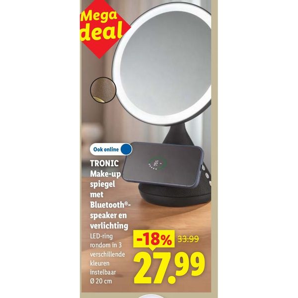 Make-up spiegel met Bluetooth-speaker