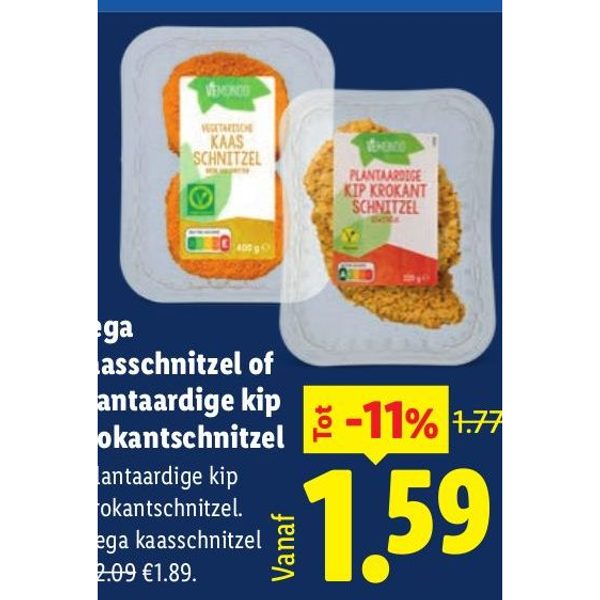 Vega kaasschnitzel of plantaardige kip krokantschnitzel