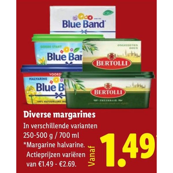 Diverse margarines