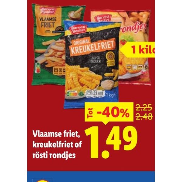 Vlaamse friet, kreukelfriet of rösti rondjes