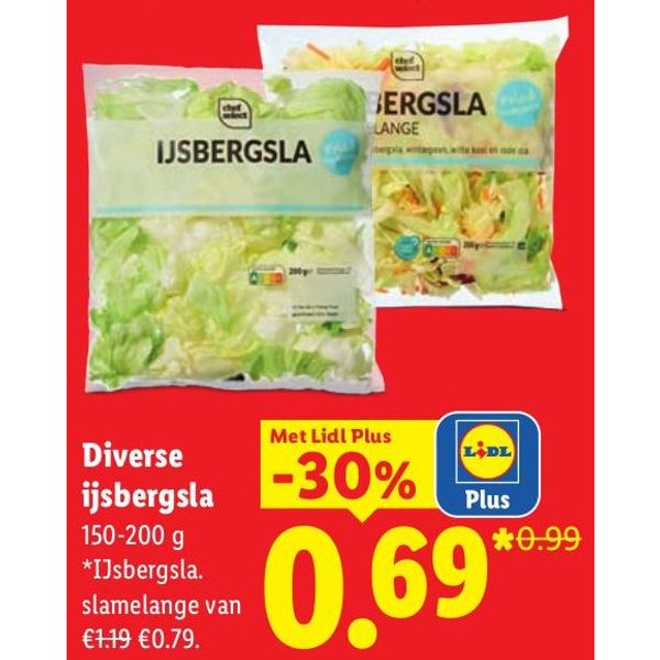 Diverse ijsbergsla
