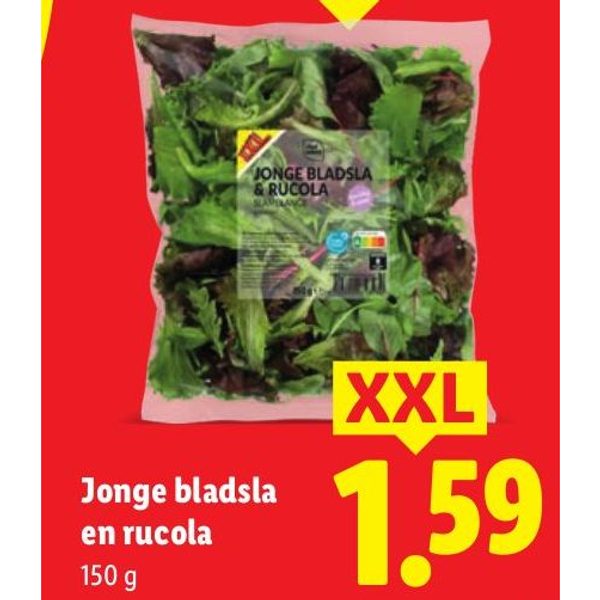 Jonge bladsla en rucola
