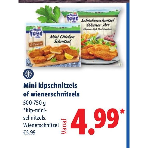 Mini kipschnitzels of wienerschnitzels