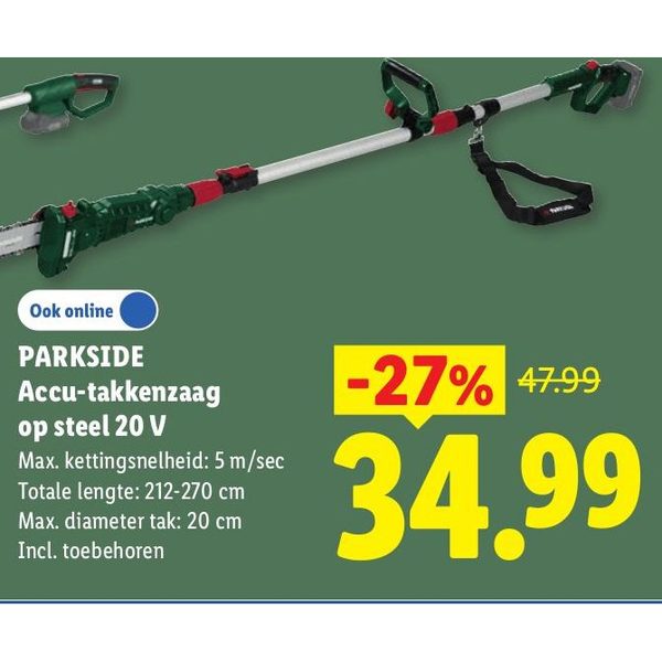 Parkside Accu-takkenzaag op steel 20 V