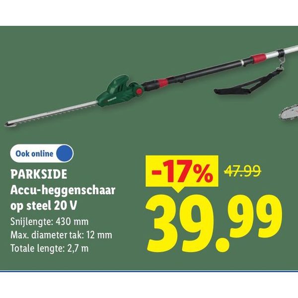 Parkside Accu-heggenschaar op steel 20 V