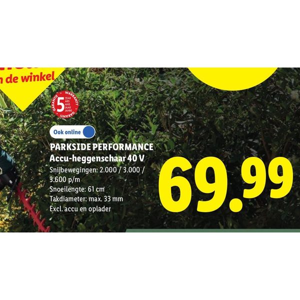 Parkside Performance Accu-heggenschaar 40 V