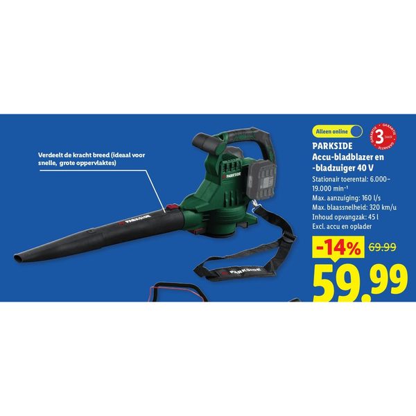 PARKSIDE Accu-bladblazer en -bladzuiger 40 V