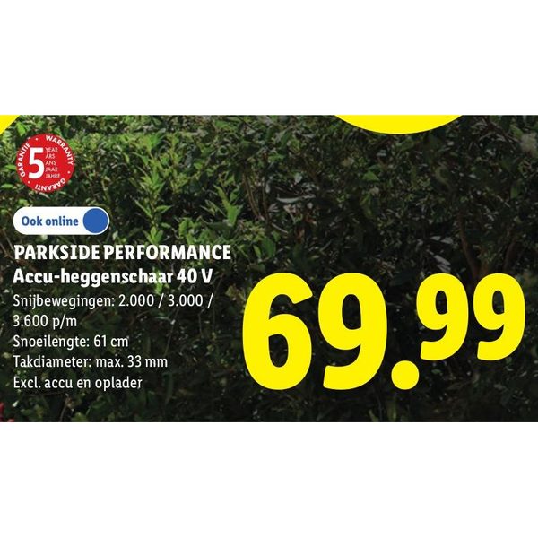 PARKSIDE PERFORMANCE Accu-heggenschaar 40 V