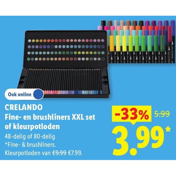 Cralando Fine- en brushliners XXL set of kleurpotloden