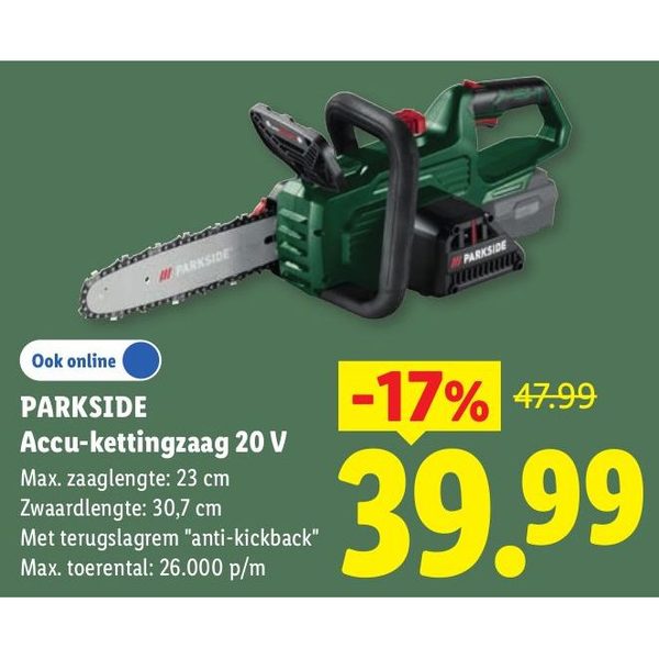 Parkside Accu-kettingzaag 20 V